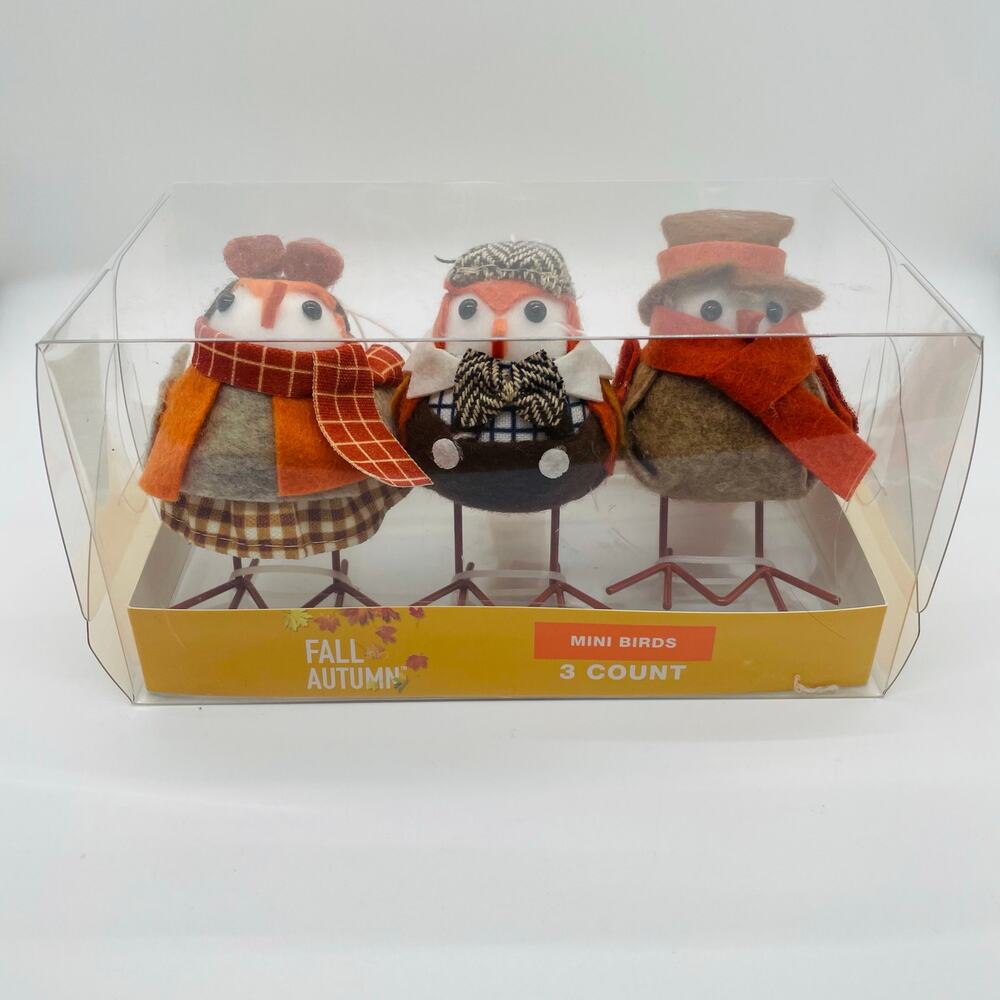 2024 Walgreens Fall Autumn Mini Fabric Birds 3 Pk New